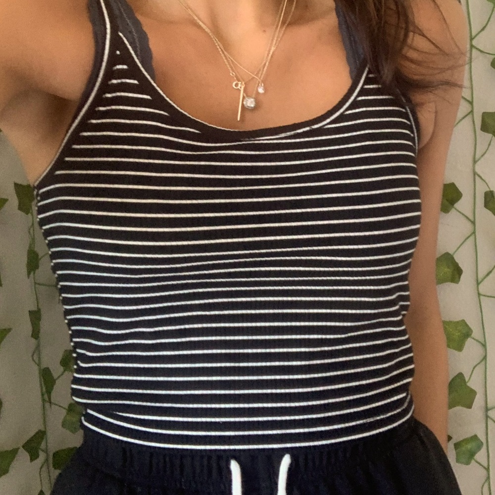 black and white striped crop top